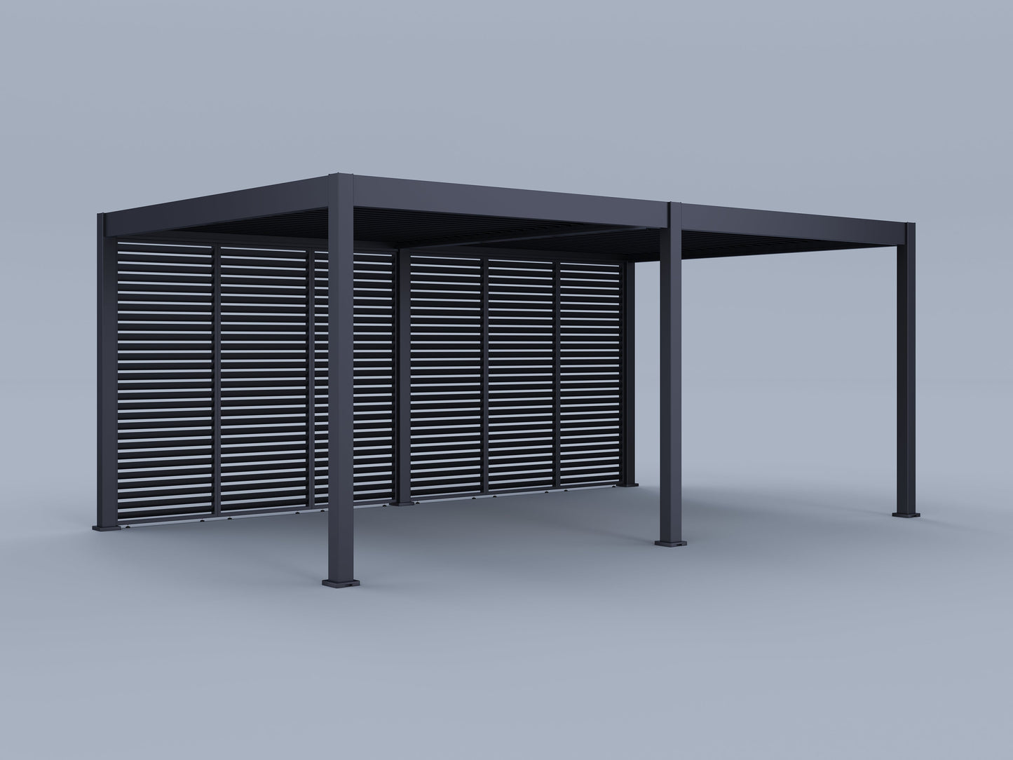 12'X20' Suprema Pergola, Slate Gray with (6) 20' Fixed Horizontal Deco Panels