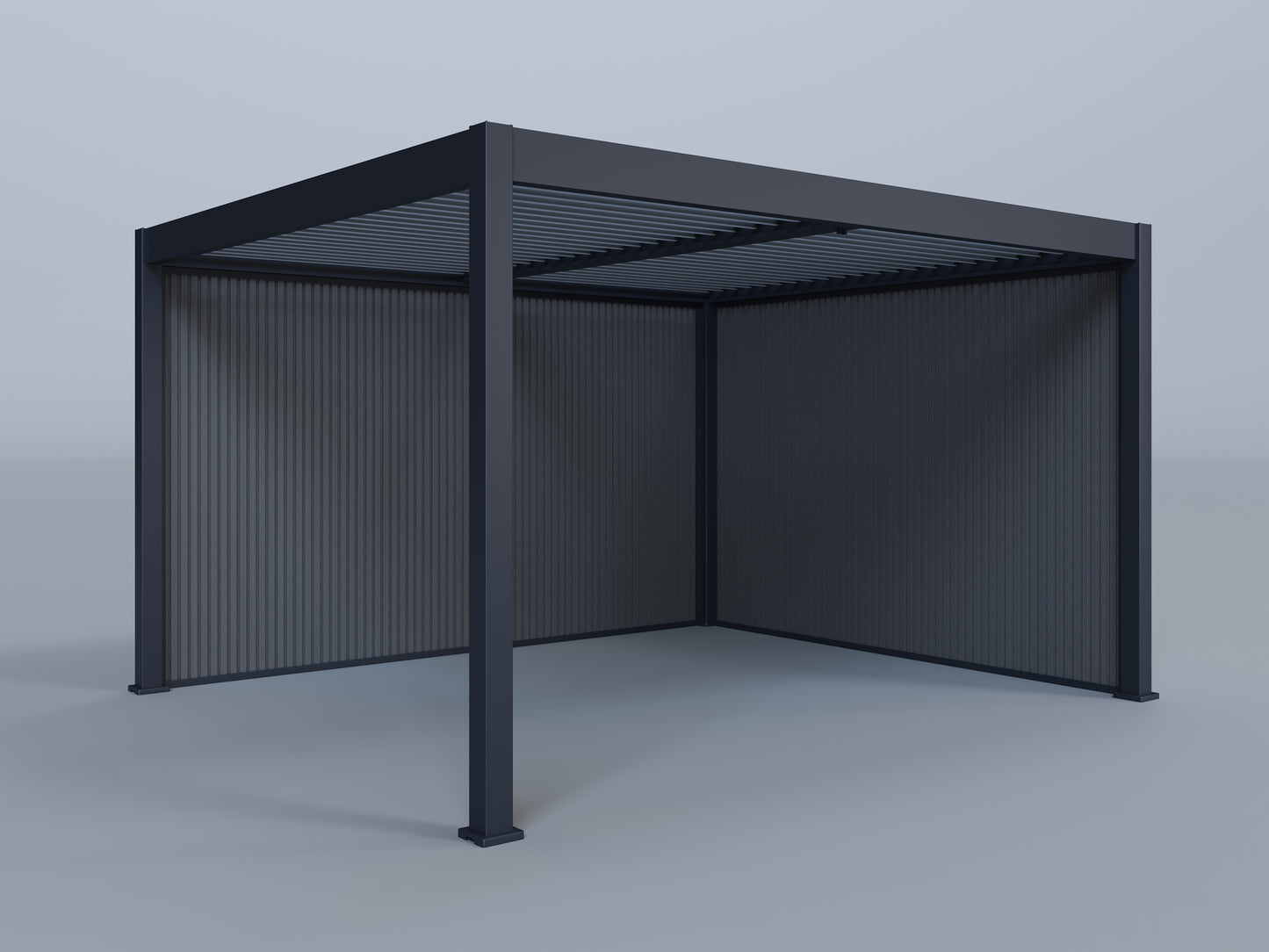 12'x14' Lugano Pergola with (1) 12' and (1) 14' Pebble Grey Privacy Walls