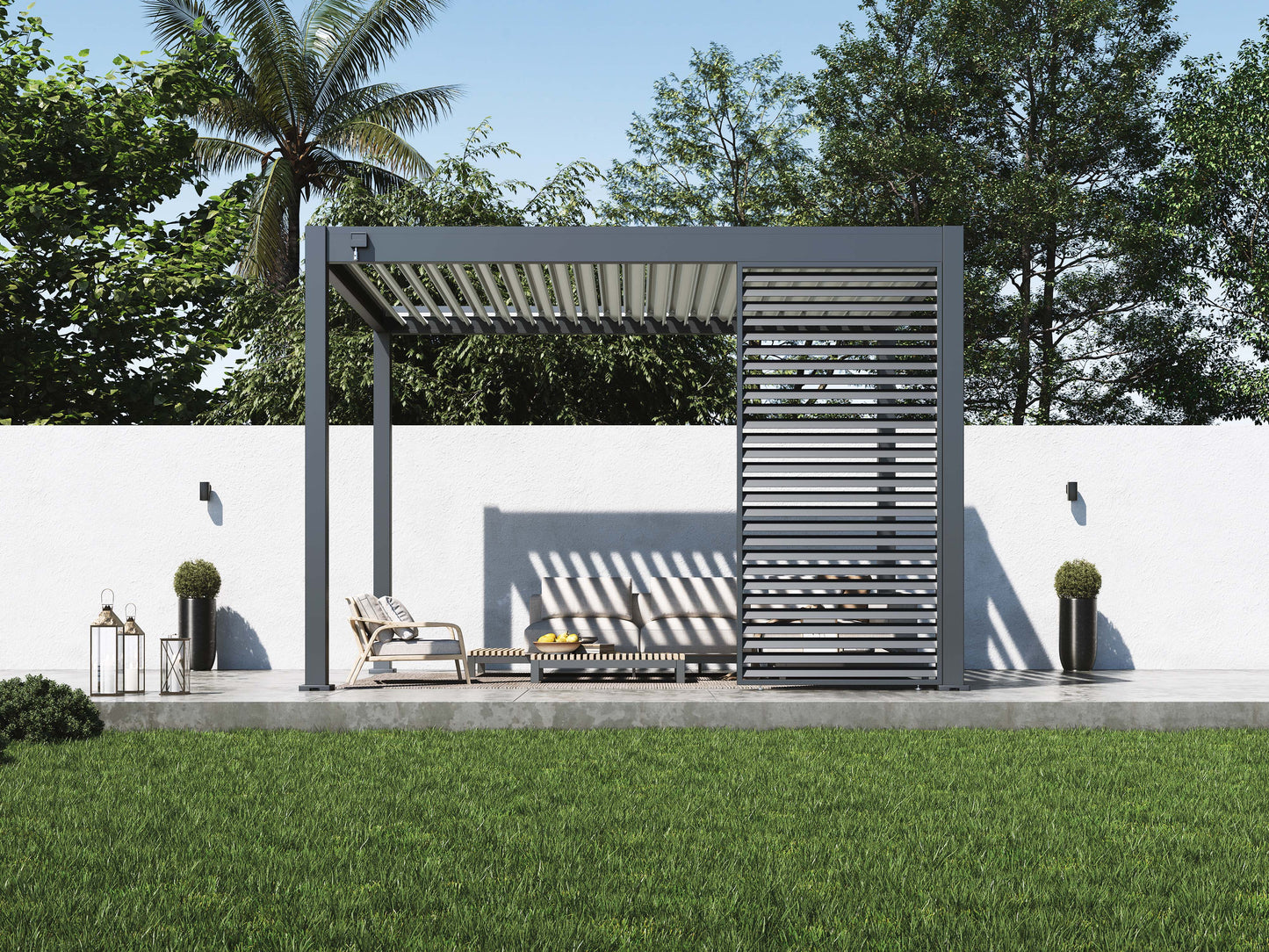 Single Horizontal Fixed Deco Panel for Louvered Pergola