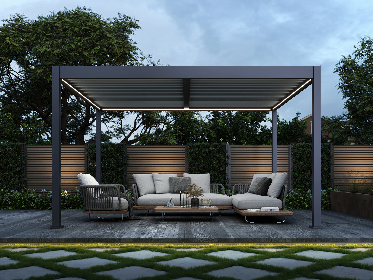 Suprema 12 x 14 with Light Gray Louvers and LED Lighting
