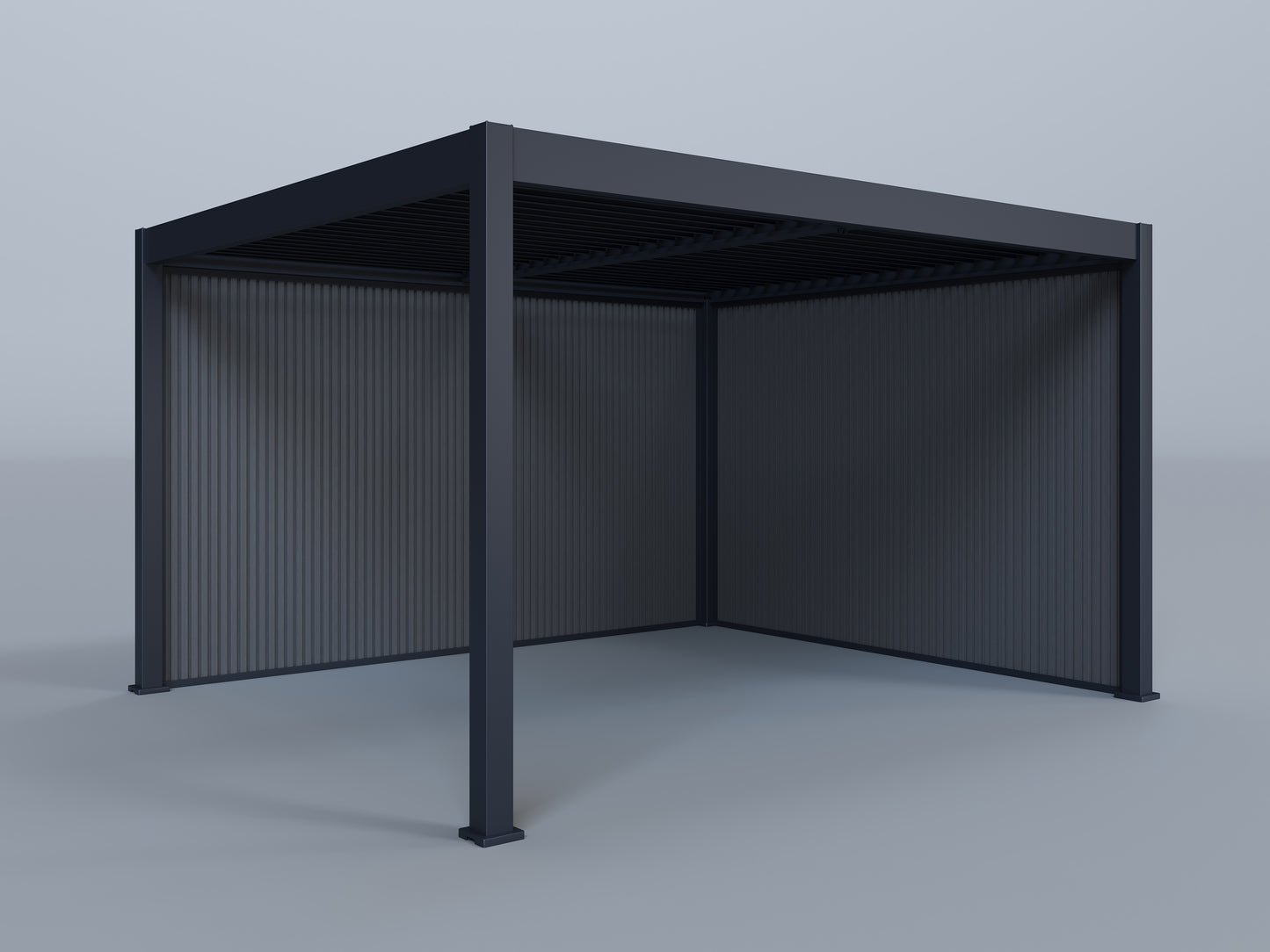 12'x14' Grand Tuscan Pergola with (1) 12' and (1) 14' Pebble Grey Privacy Walls