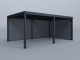 12'x20' Grand Tuscan Pergola with (2) 10' and (1) 12' Pebble Grey Privacy Walls