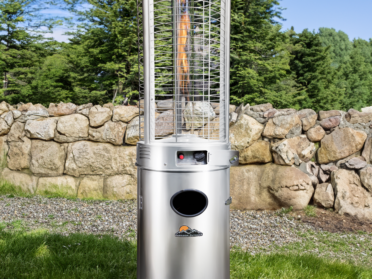 Close up of the Shine Patio Heater in Stainless Steel finish