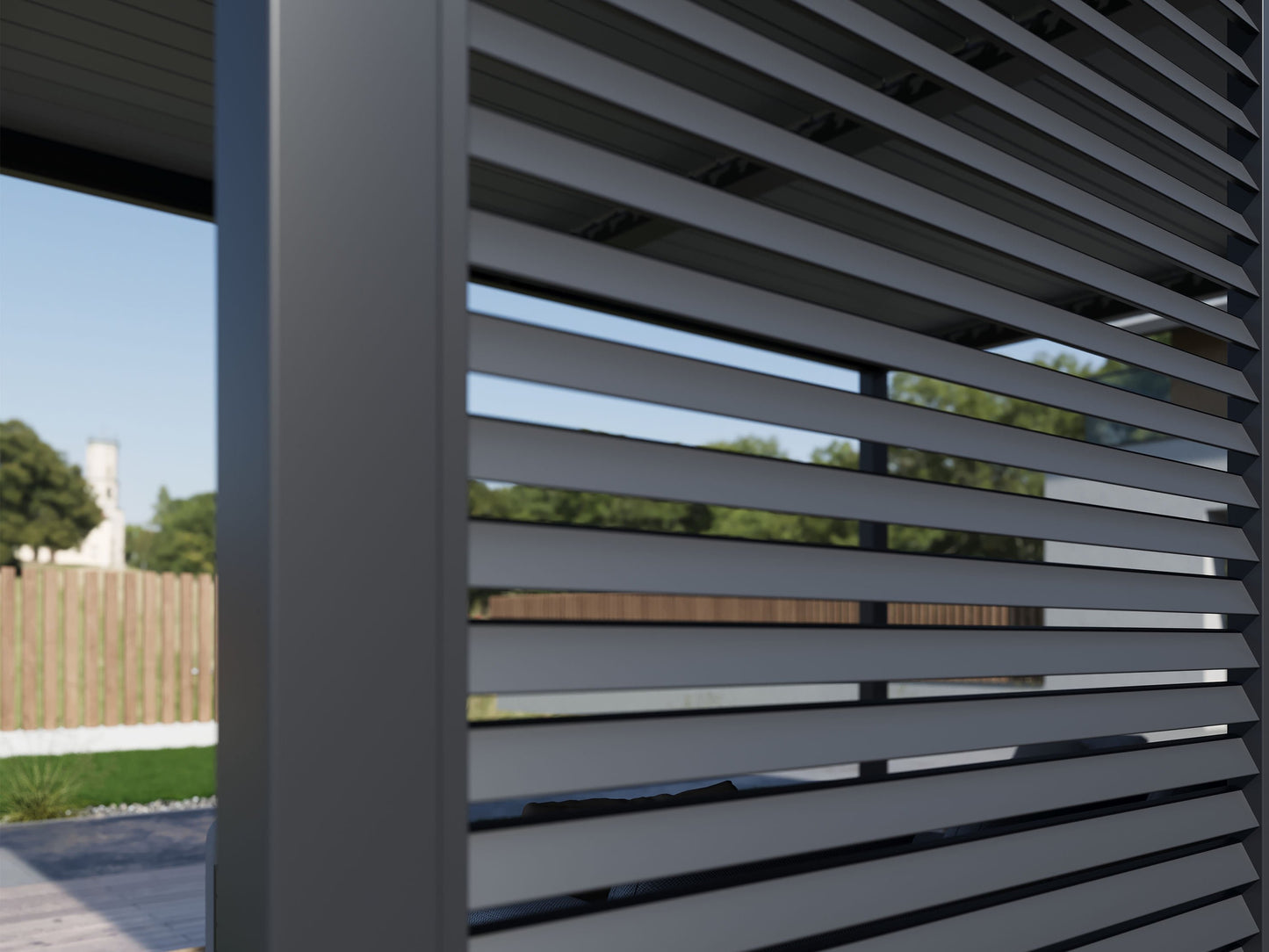 Single Horizontal Fixed Deco Panel for Louvered Pergola