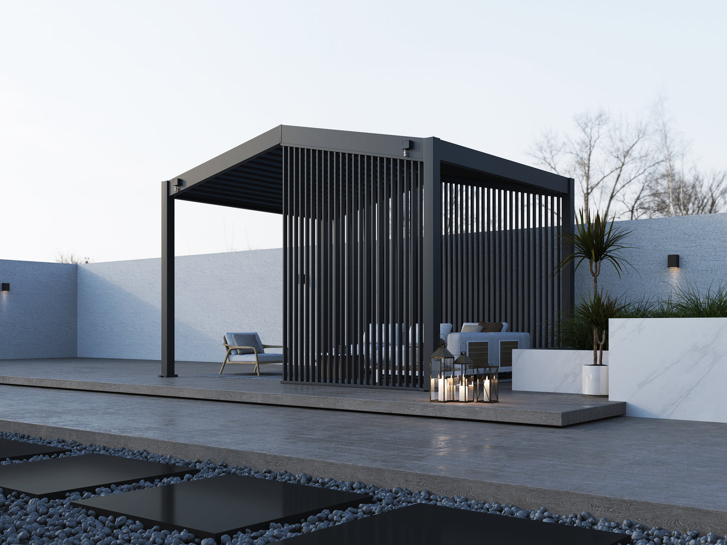 Single Vertical Fixed Deco Panel for Icon Louvered Pergola