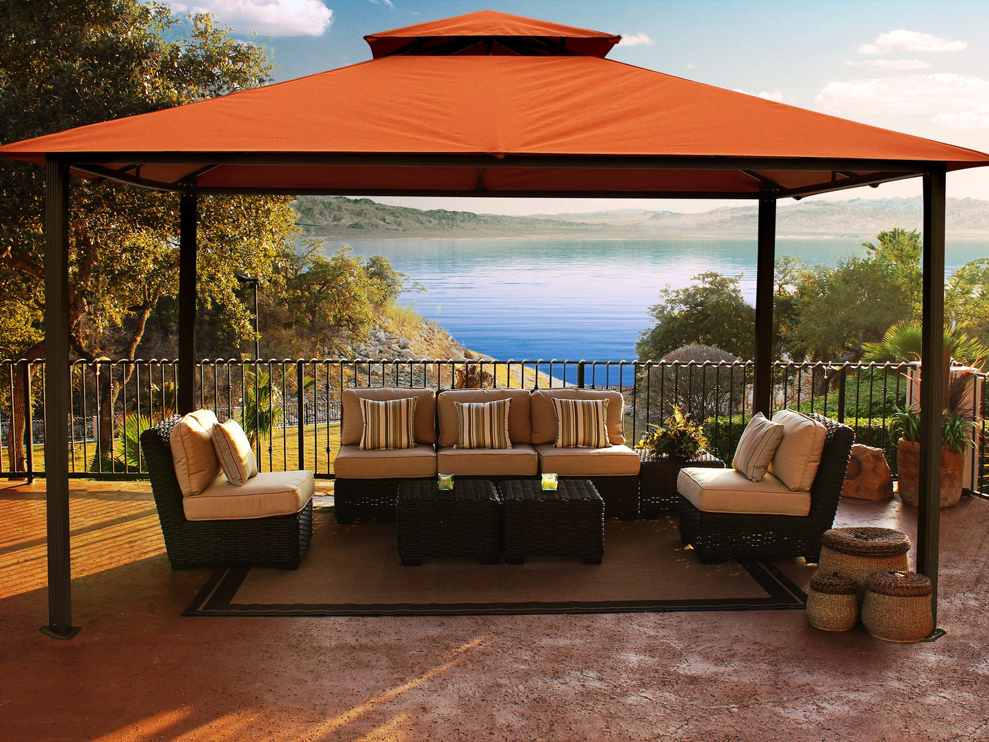 Kingsbury Soft Top Gazebo in Rust Canopy Roof