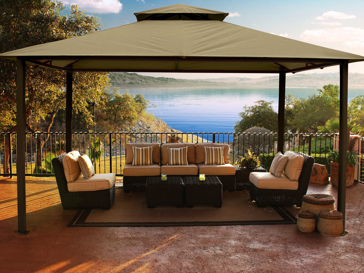 Kingsbury 11'x14' Soft Top Gazebo, Dome-Tex Canopy