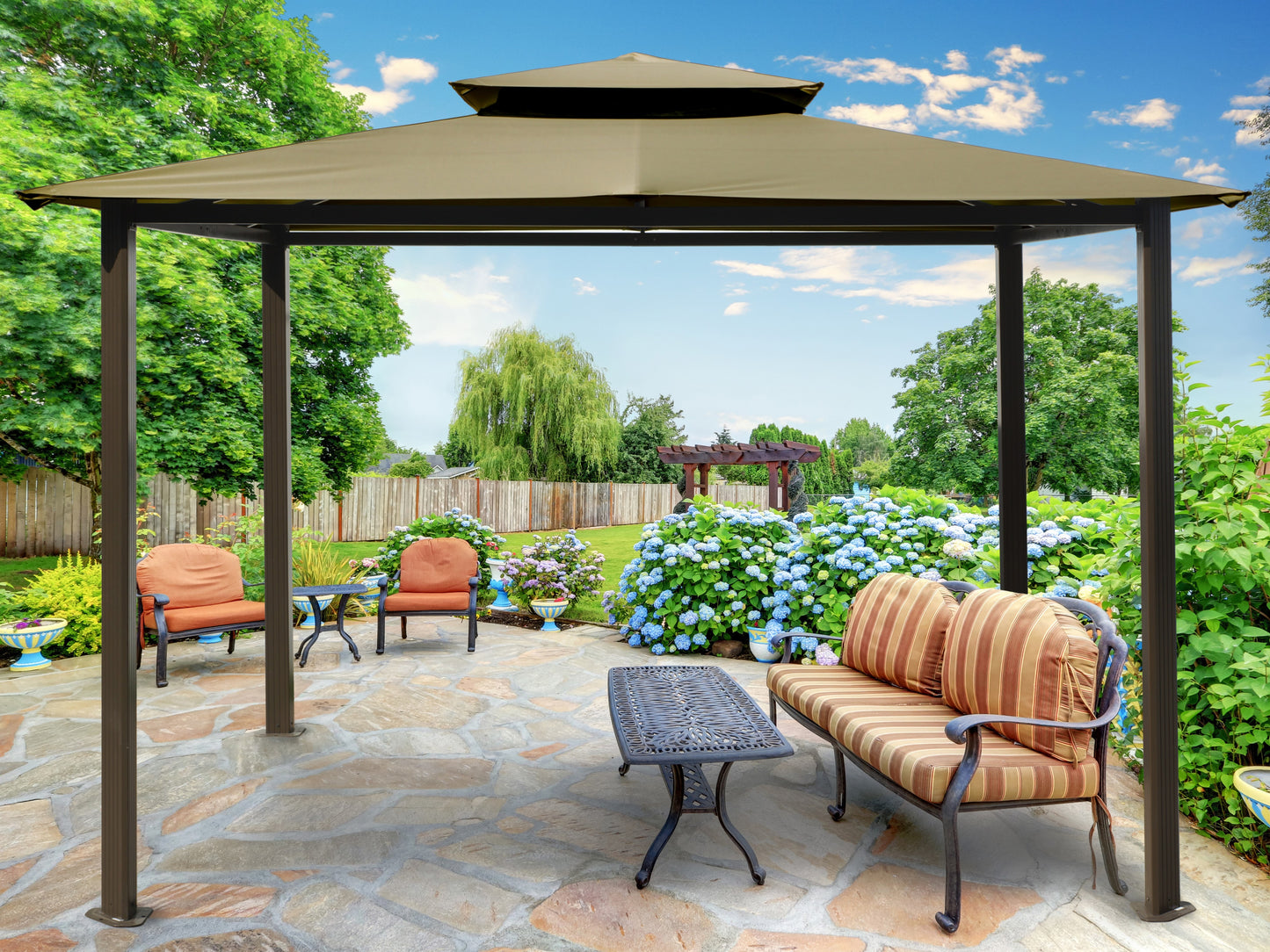 Barcelona Soft Top Gazebo in Sand Canopy Roof