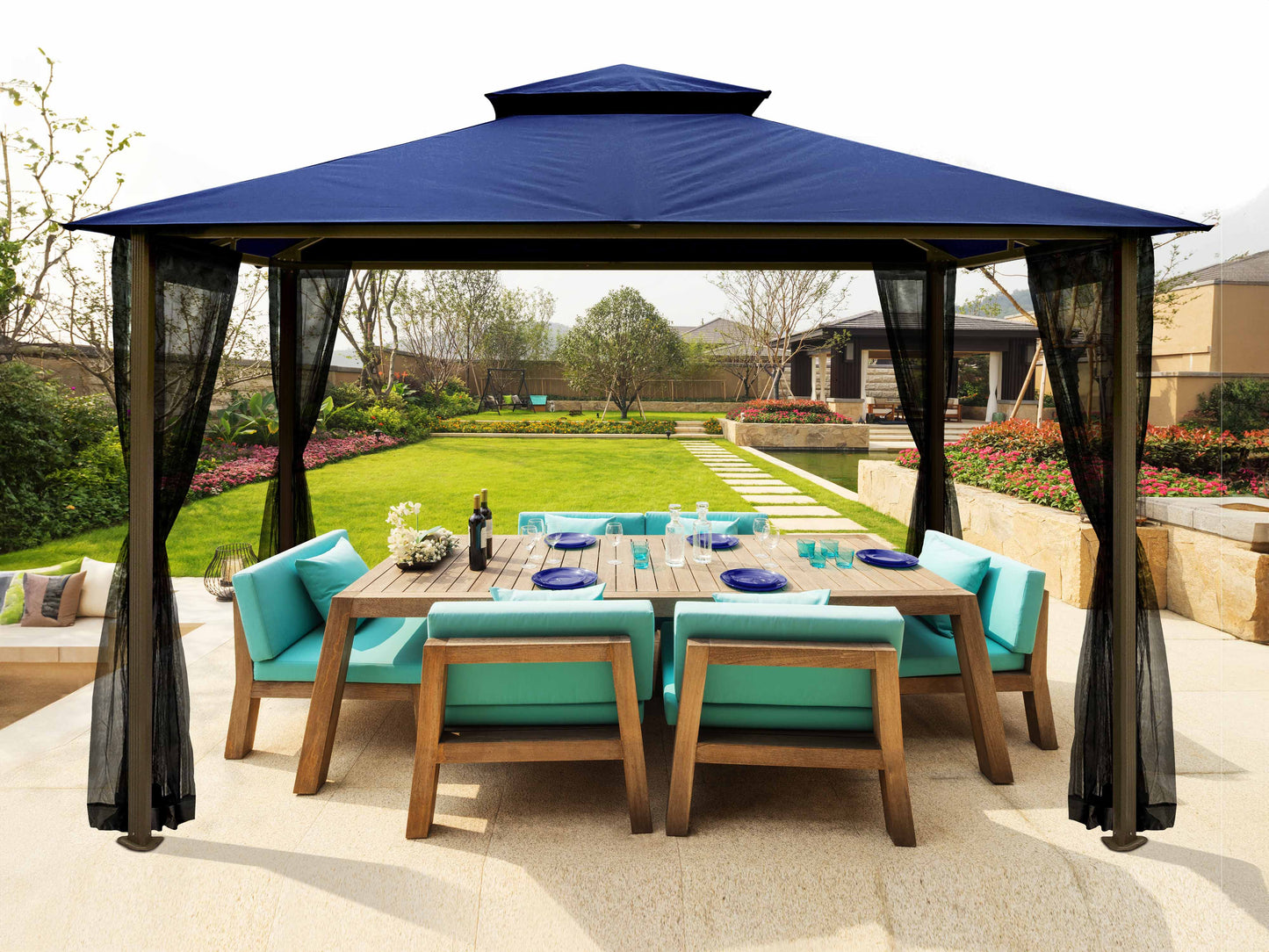 Barcelona 10'x12' Soft Top Gazebo and Mosquito Netting