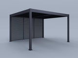 12'x14' Suprema Pergola, Slate Gray with (3) 14' Fixed Horizontal Deco Panels