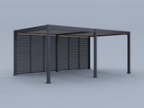 12'X20' Suprema Pergola, Light Gray Louver, Lighting with (6) 20' Fixed Horizontal Deco Panels