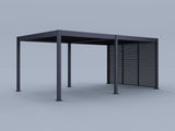 12'X20' Suprema Pergola, Slate Gray with (3) 12' Fixed Horizontal Deco Panels