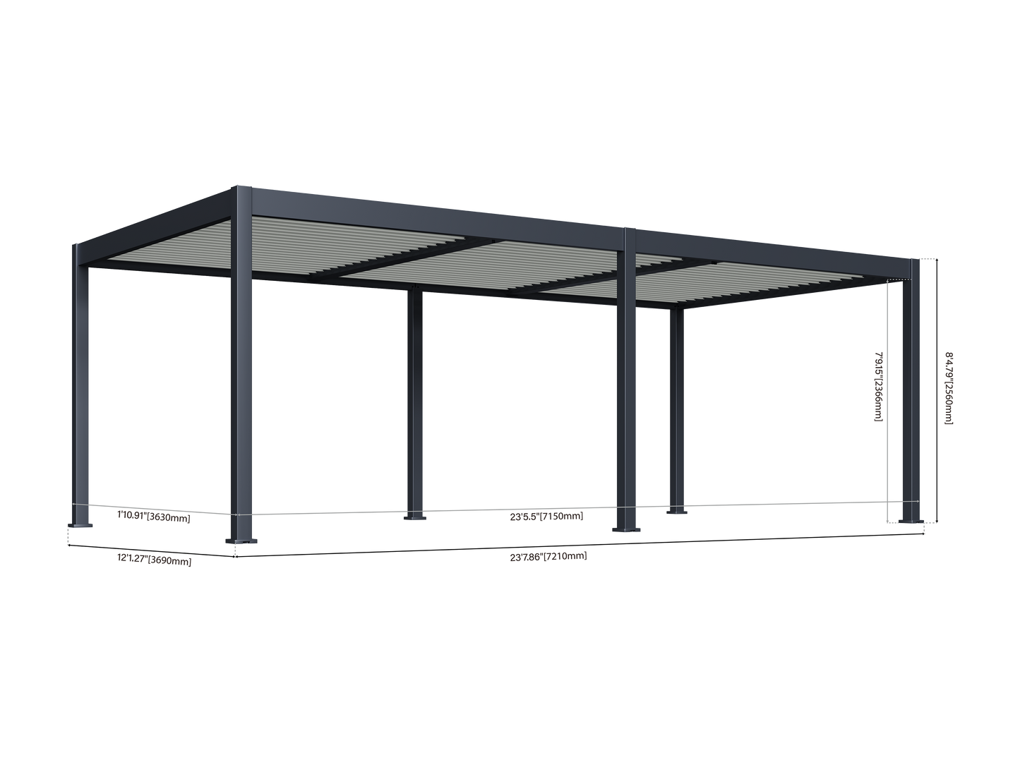 12'x24' Lugano Pergola with Complete Wind Screen Set