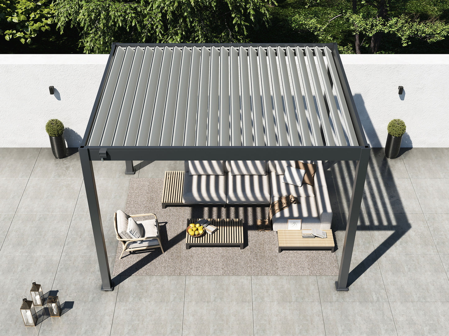 Bird's eye view of the Lugano's louvered roof
