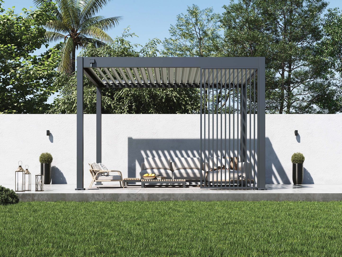 Single Vertical Privacy Panel for Louvered Pergola