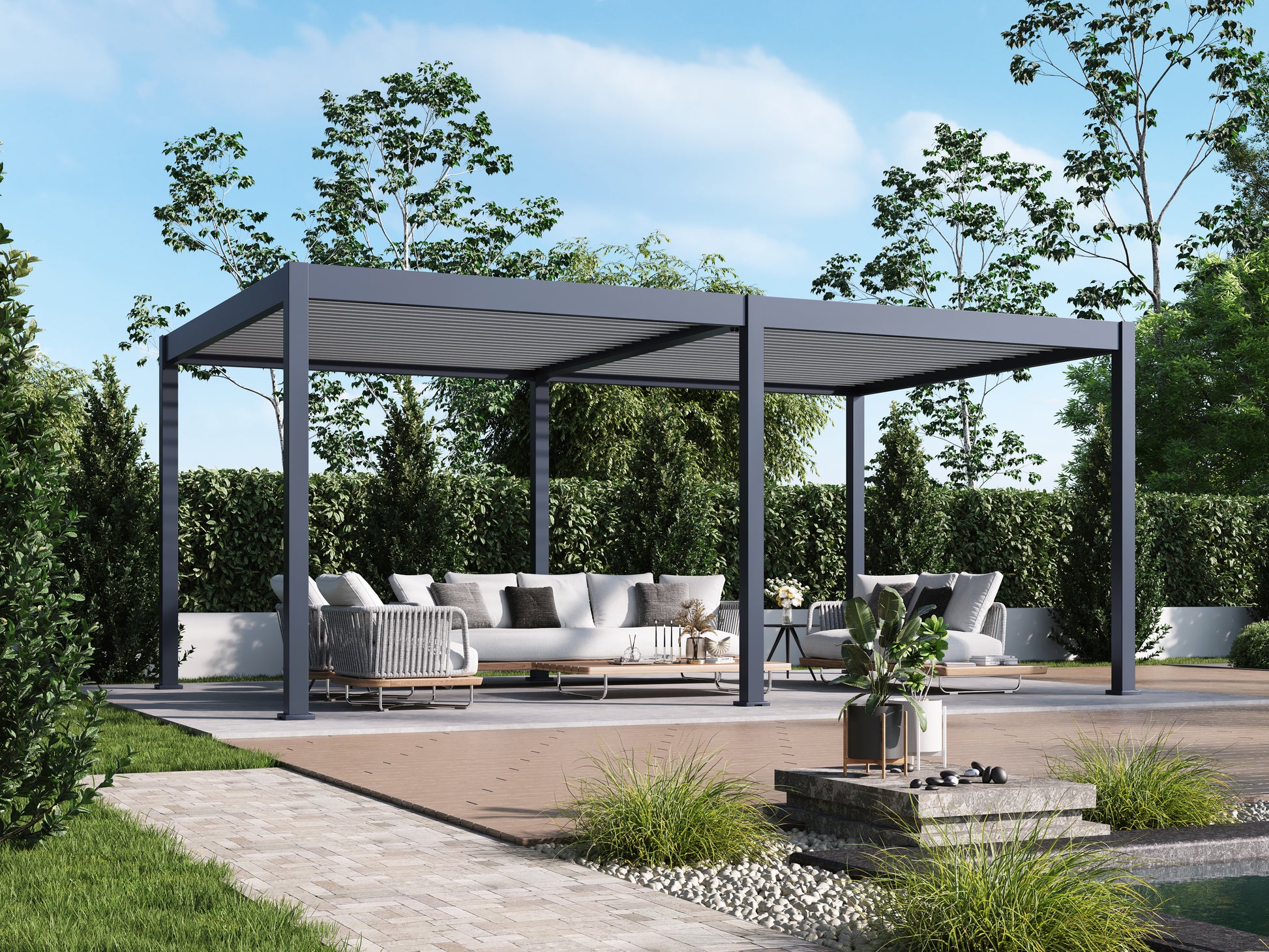 Suprema 12'x20' with Light Gray Louvers