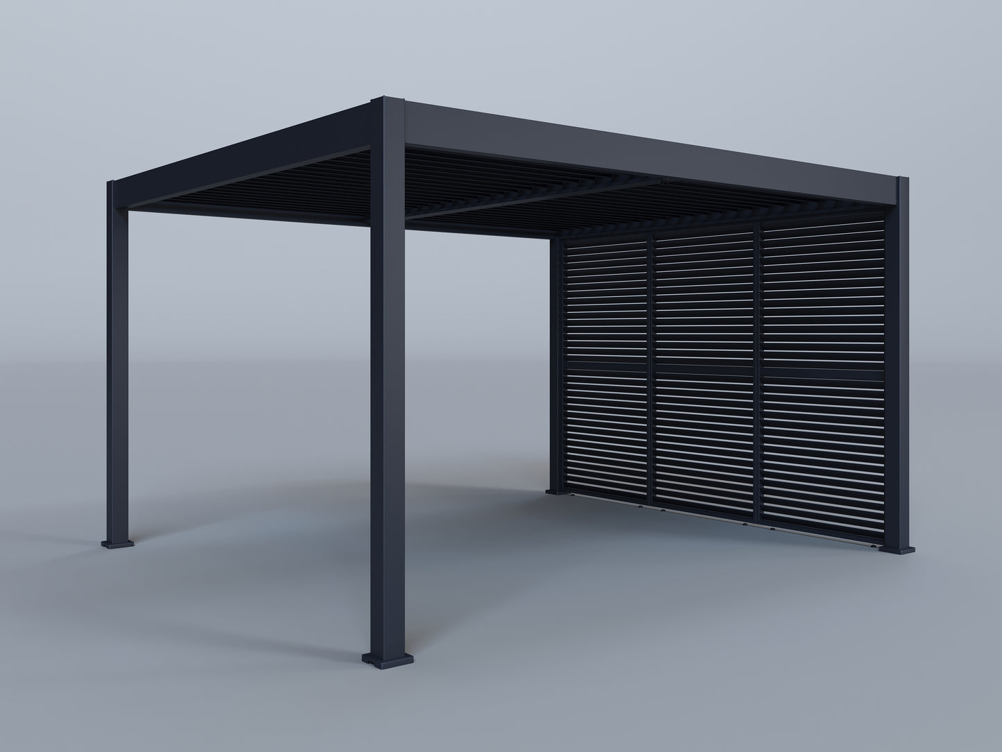 12'x14' Grand Tuscan Pergola with (3) 12' Adjustable Horizontal Shutter Panels