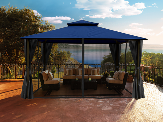 Kingsbury Soft Top Gazebo with Privacy Curtains and Mosquito Netting Accessory